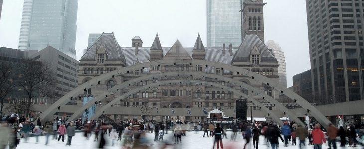 Skating rink in Nathan Phillips Square in Toronto