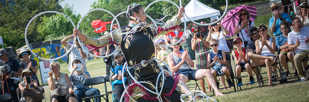 Lisa Odjig of the Ojibwe Nation, two time world champion Hoop Dancer, performs at the 2016 Indigenous Arts Festival.