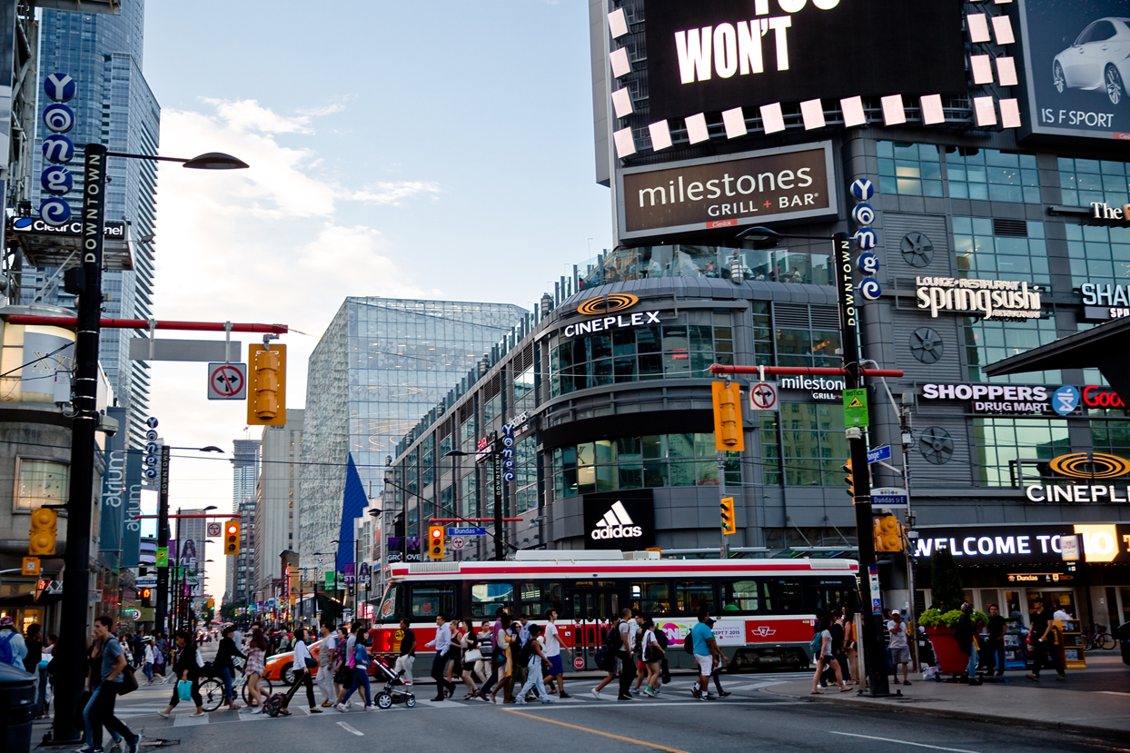 View of Yonge-Dundas Square during the day.